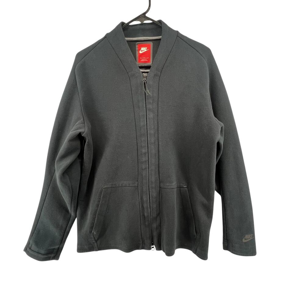 Nike Tech Fleece Cardigan Size Large Zip Front Pockets Black Sweatshirt Jacket